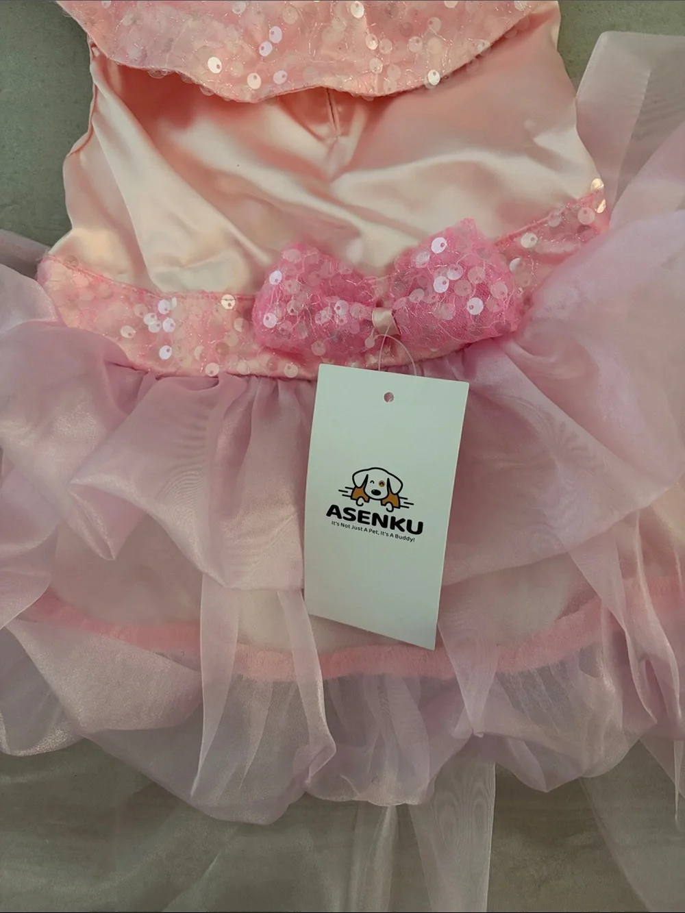 NWT Sequined Dog Tutu Wedding Princess Photoshoot Dress with Detachable Skirt